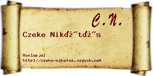 Czeke Nikétás névjegykártya